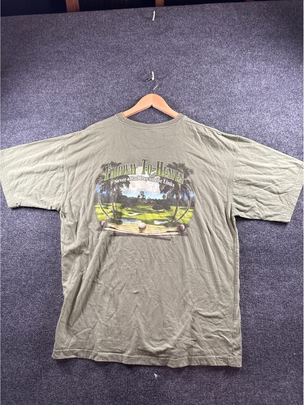 Newport Blue Fairway To Heaven Golf T-Shirt Men’s XXL Green Double Sided Tee